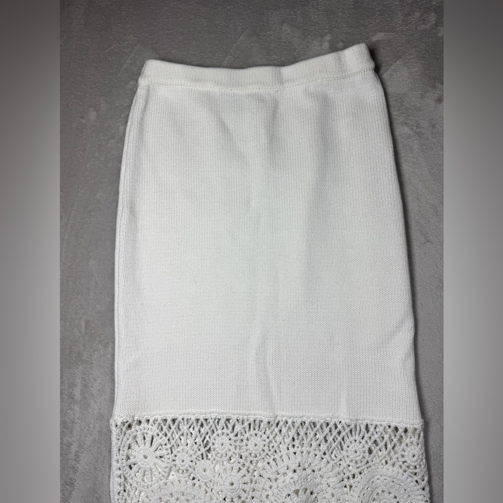 Anthropologie House of Harlow Crochet 100% Cotton Boho Midi Off White Skirt XS - Picture 3 of 16